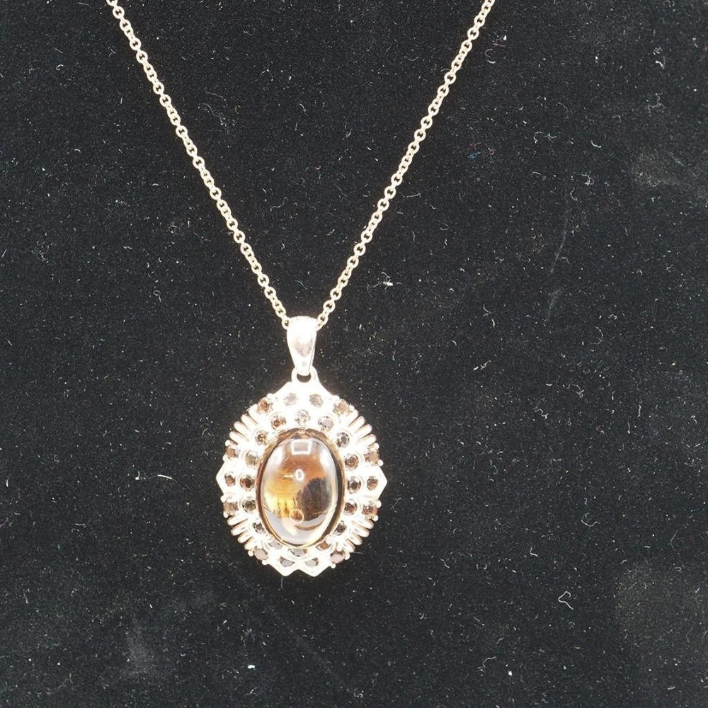 Sterling Silver .925 Thailand Quartz Agate Necklace Fashion‎ Jewelry